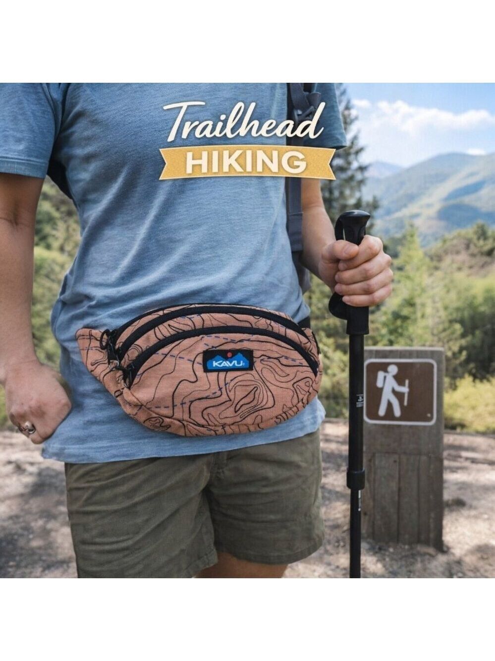 KAVU Spectator Belt Bag | Pink Topo Print Fanny Pack Crossbody Festival Travel